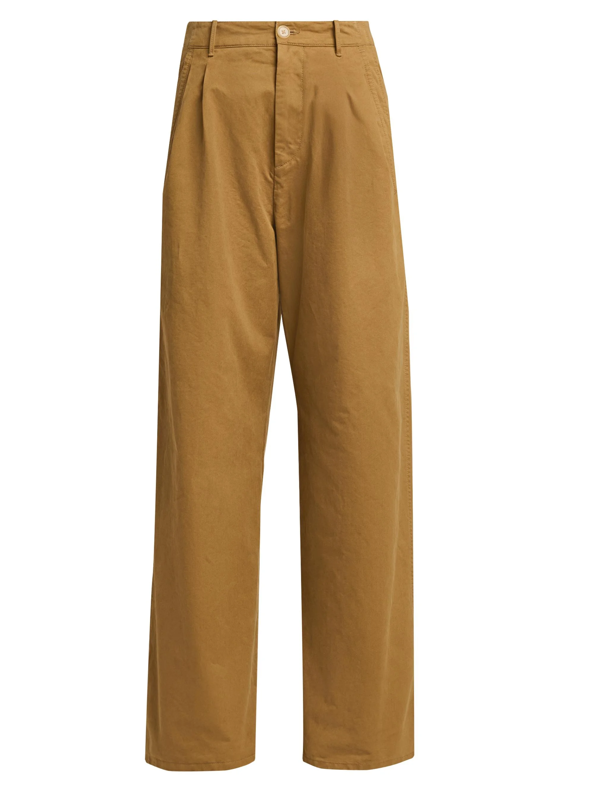 Women's Cotton Crease-Front Wide-Leg Trousers - Meadow - 1