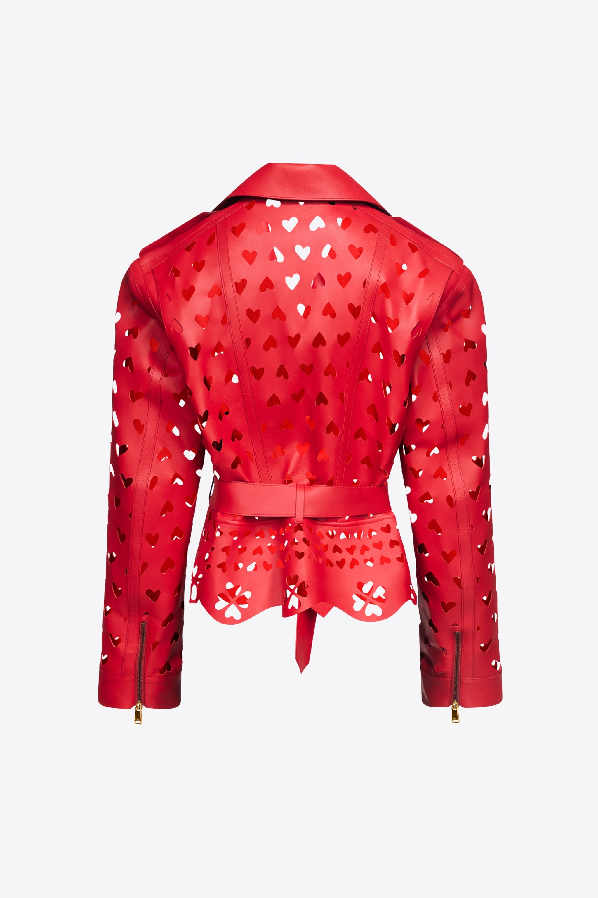 LASER-CUT LEATHER HEART MOTO JACKET - 2