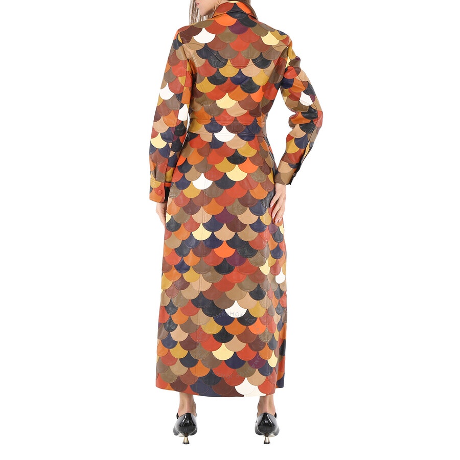 Chloe Ladies Multicolored Patchwork Leather Coat - 6