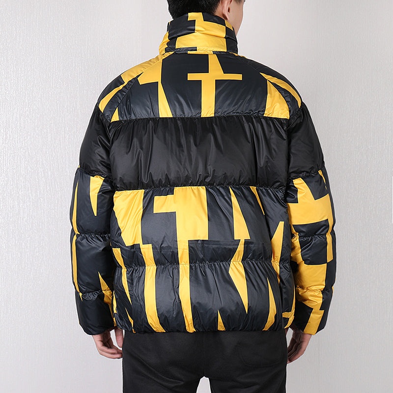 Nike Splicing Stay Warm Windproof Stand Collar Sports Down Jacket Yellow Black Colorblock 928890-752 - 5