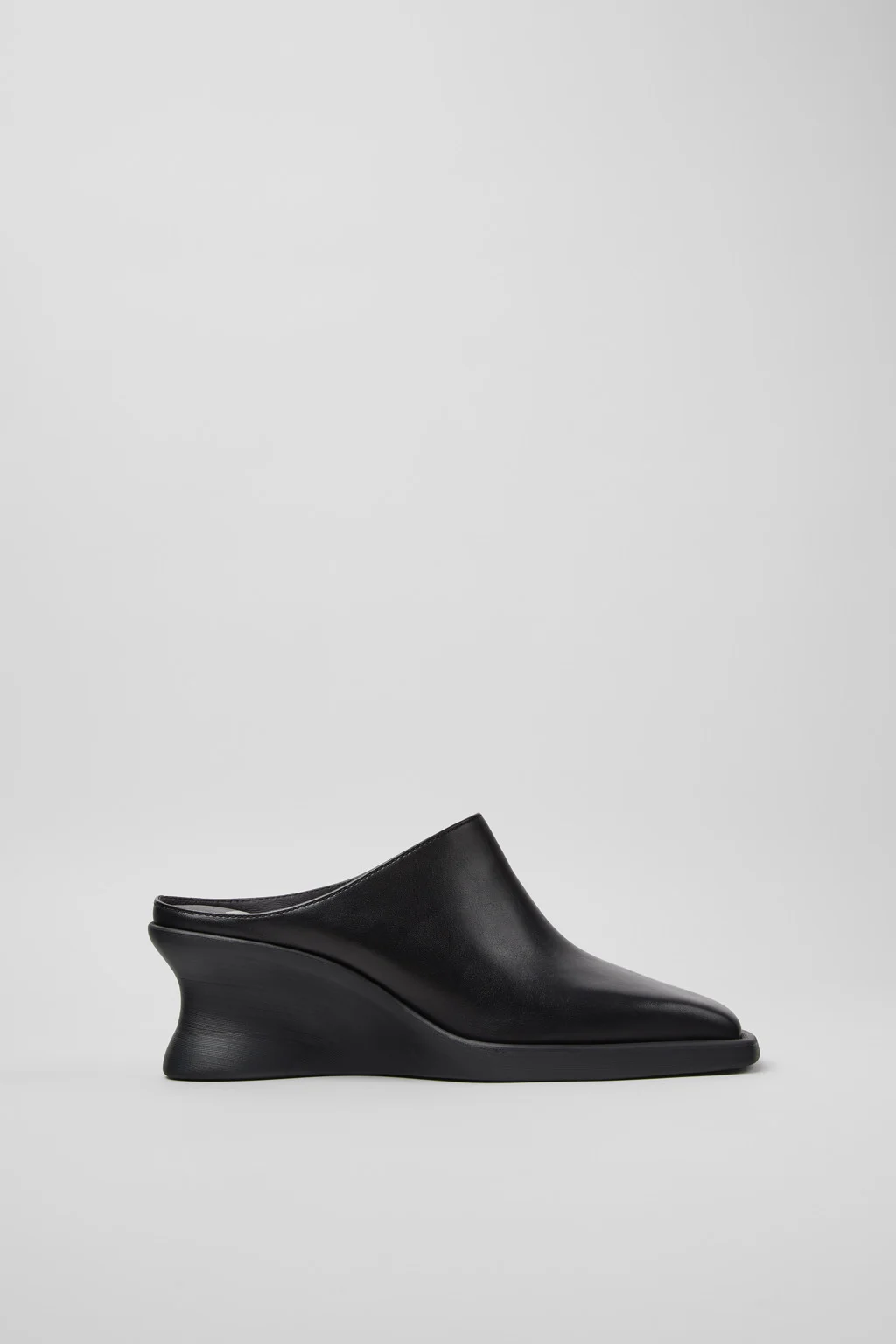 Louise Black Leather Semi-Open Shoes for Women. - 1