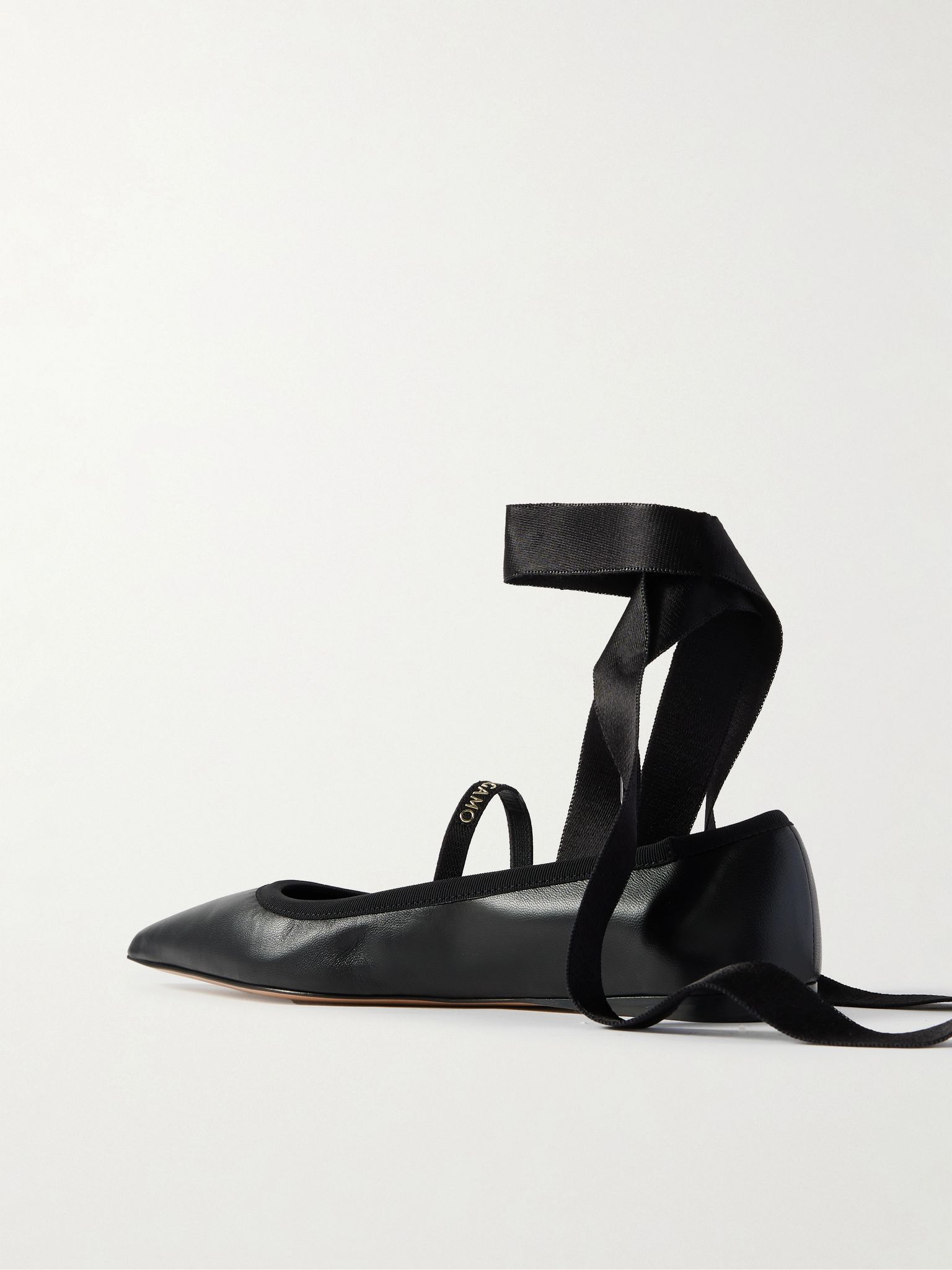 Carice satin-trimmed leather ballet flats Black - 3