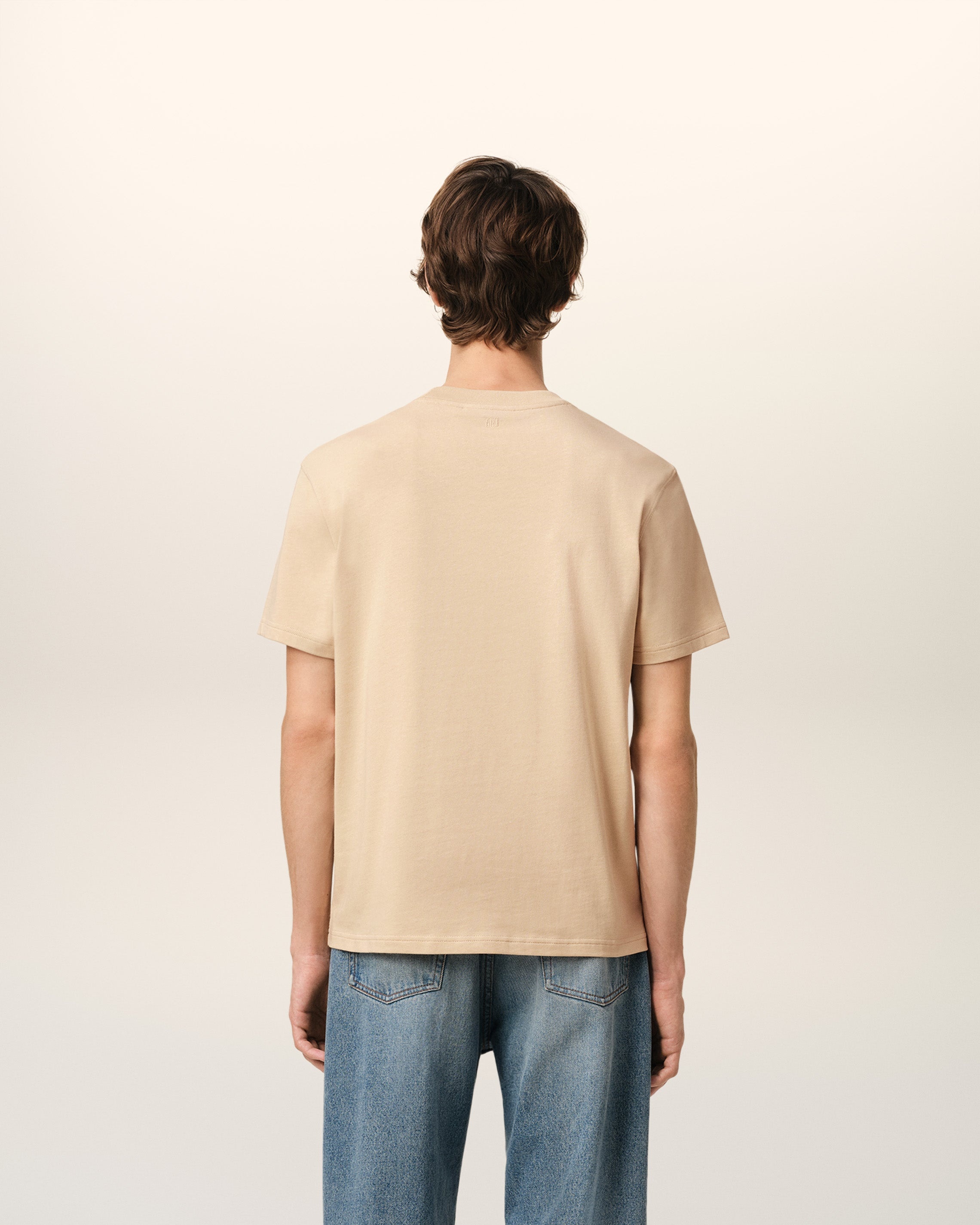 BEIGE COTTON AMI DE COEUR T-SHIRT - 5