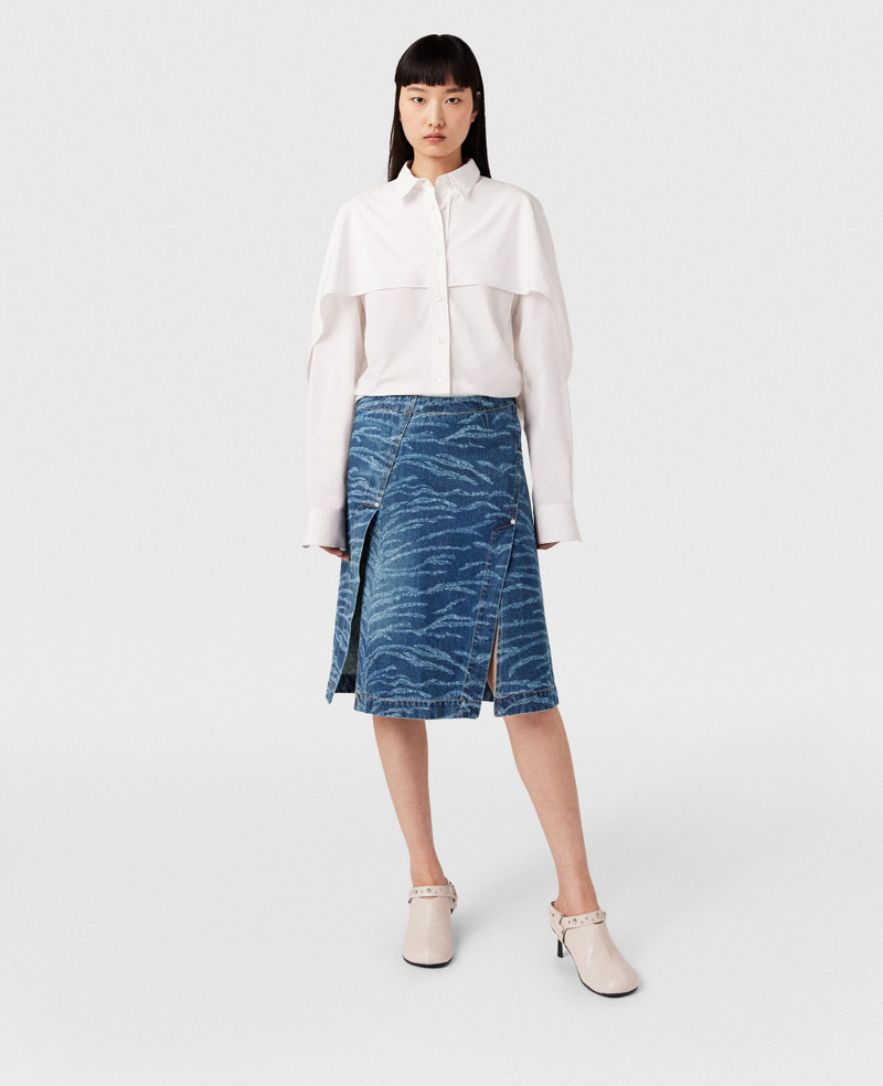 Tiger Pattern Asymmetric High-Rise Midi Skirt 1