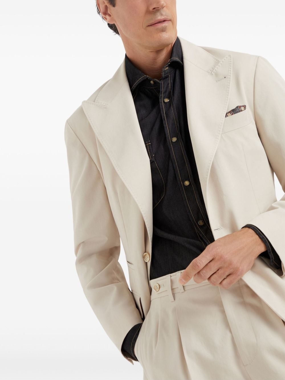 deconstructed gabardine large lapels blazer - 6