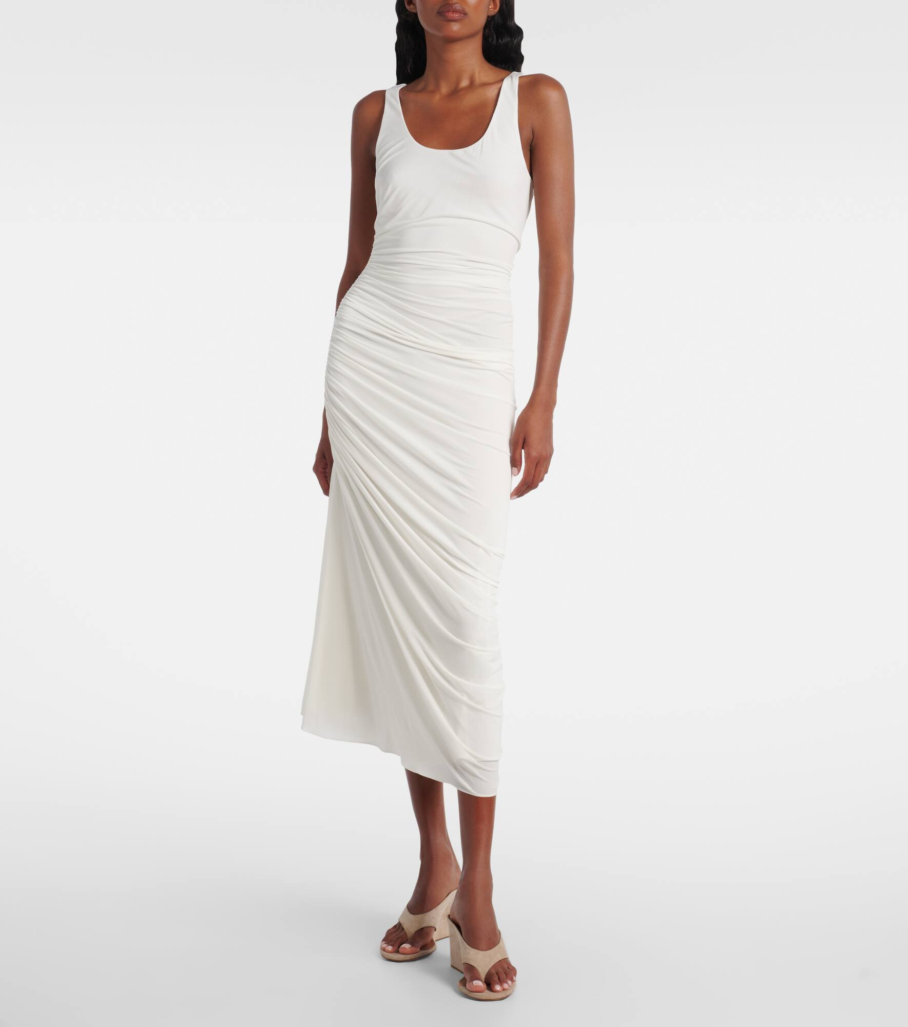 Asymmetric gathered jersey maxi dress - 2