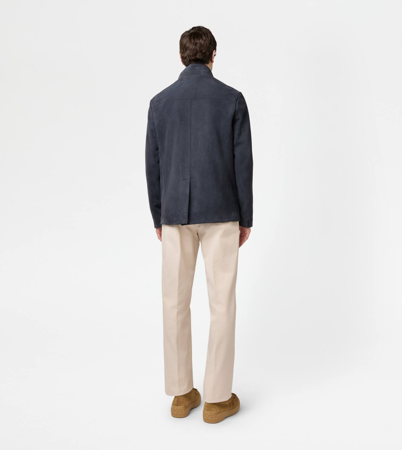 CASTELLO JACKET IN PASHMY SUEDE - BLUE 3