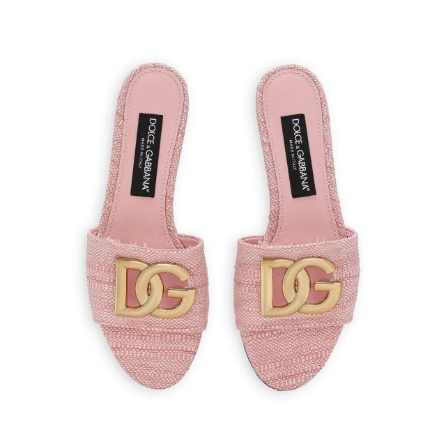 DG-plaque raffia slippers - 4