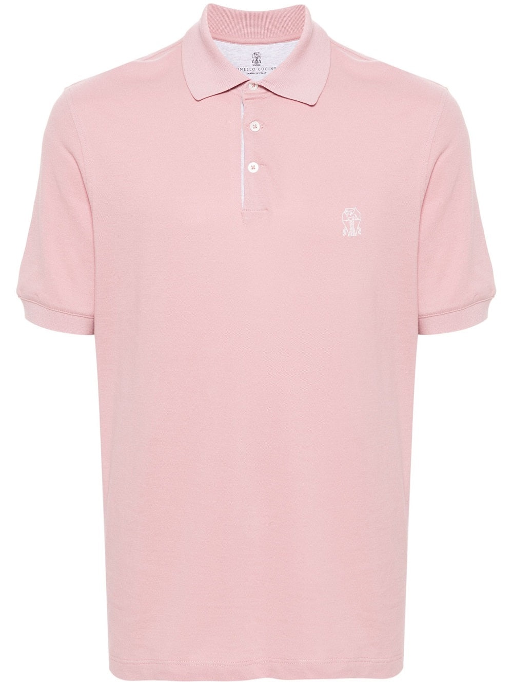 Piqué polo shirt with print - 1