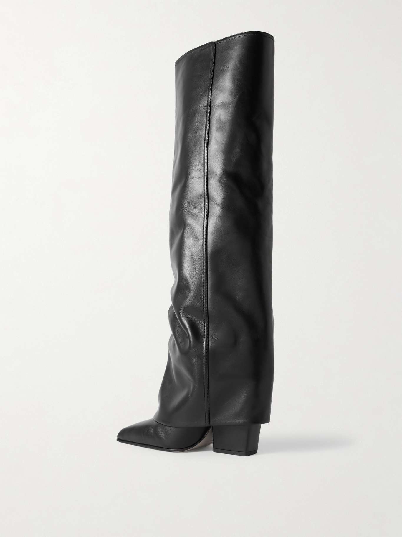 Jane folded leather knee boots Black - 3