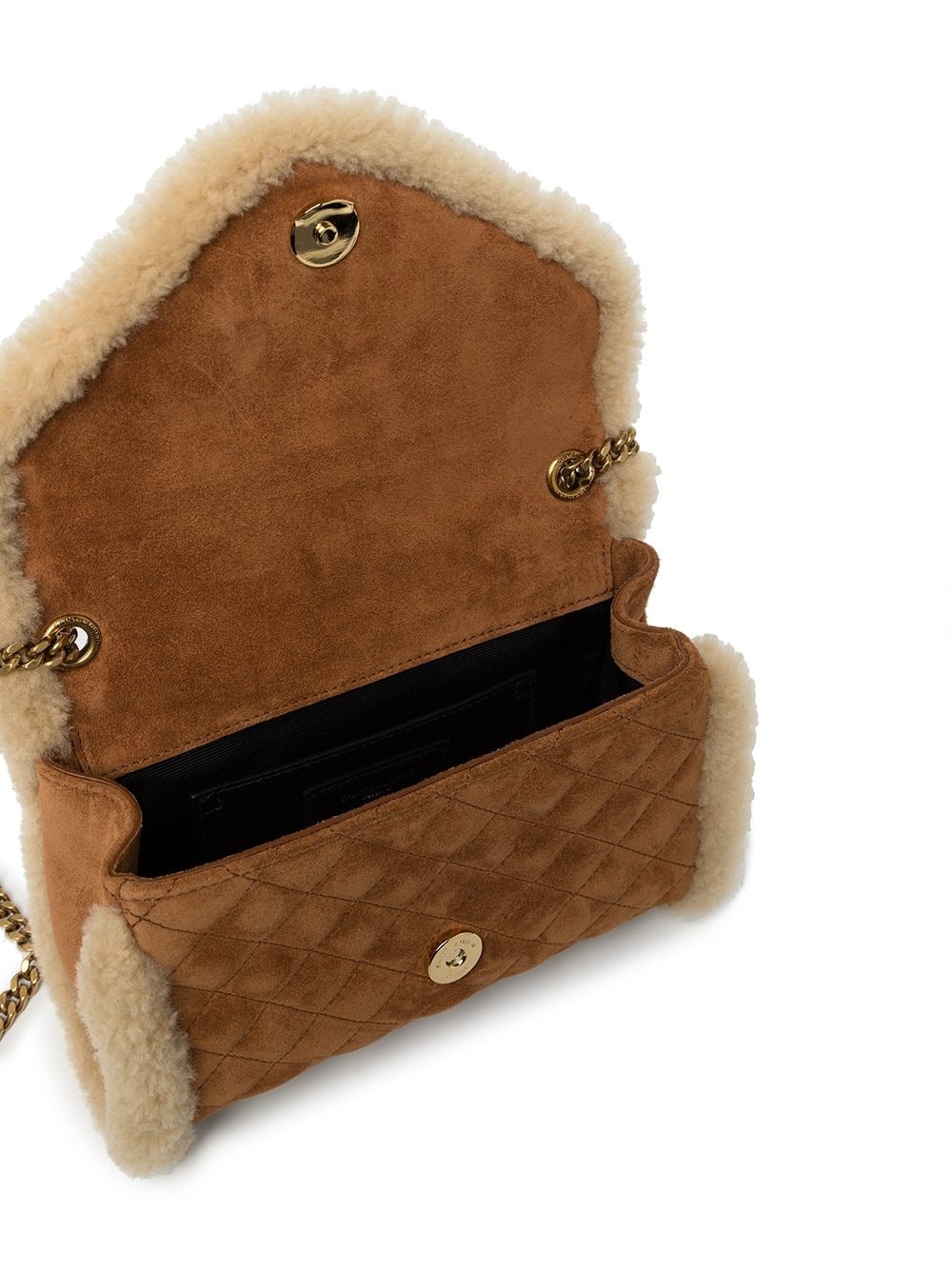 Envelope shearling-trimmed shoulder bag - 5