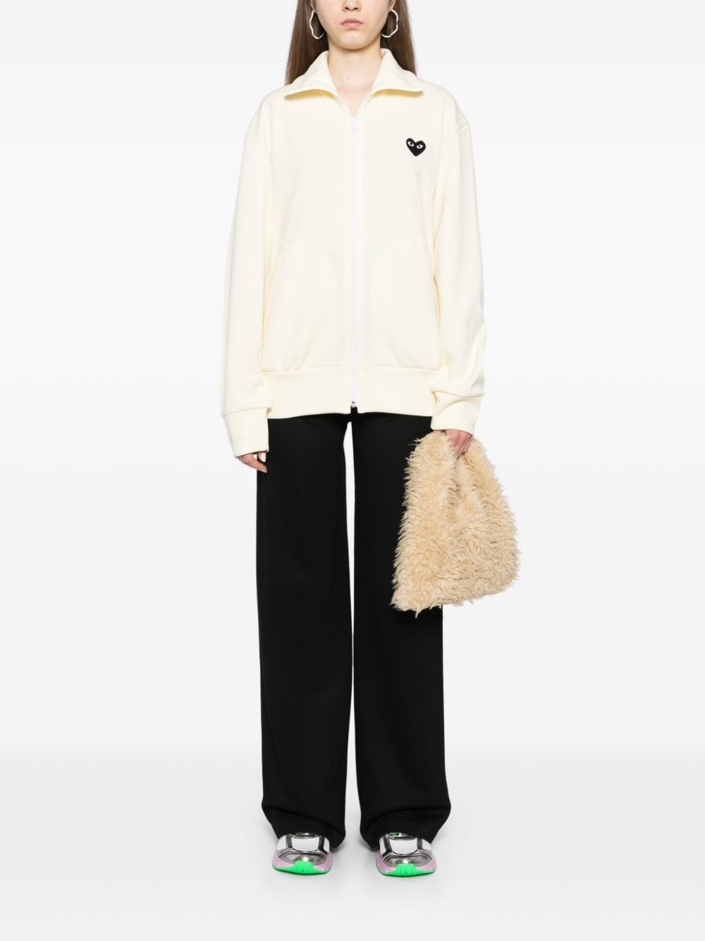 heart-print jersey track jacket - 2