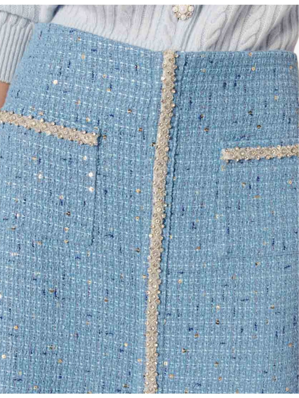 Side-pocket tweed woven midi skirt - 5