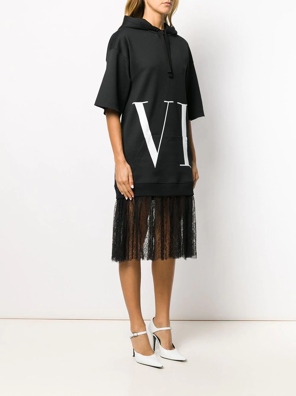 VLTN lace-trimmed sweatshirt dress - 3