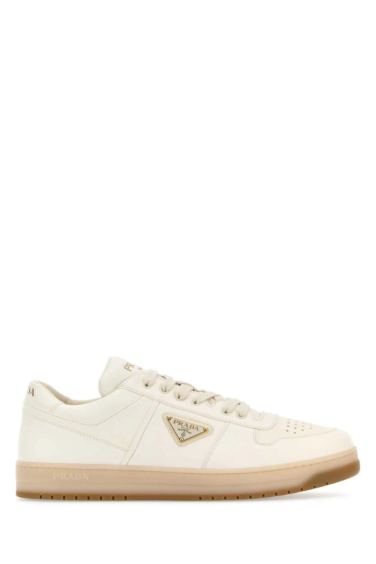Prada Men Ivory Nappa Leather Downtown Sneakers - 1