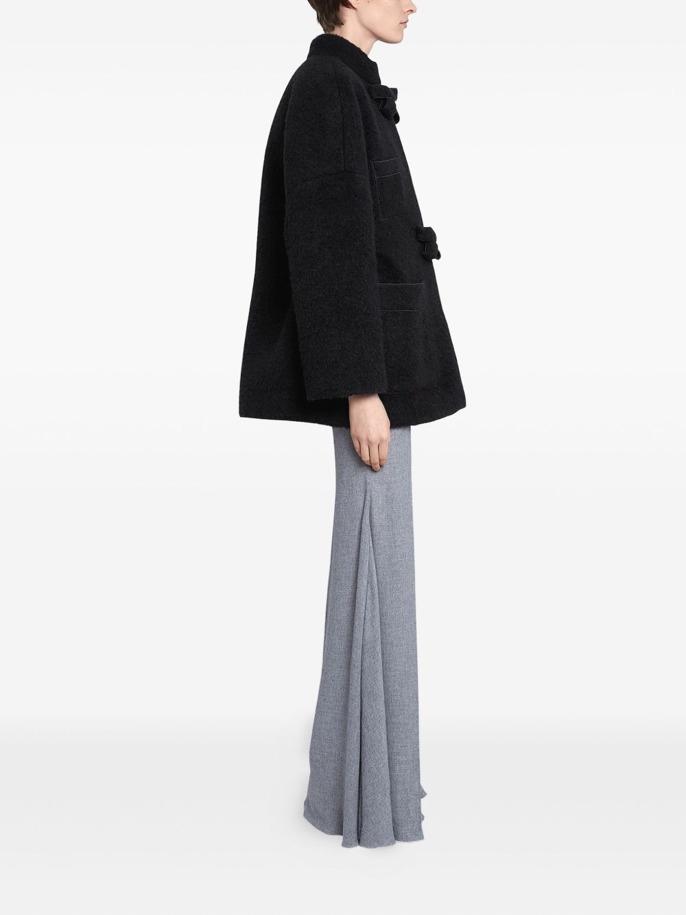 bow-detailed patch-pocket coat - 3