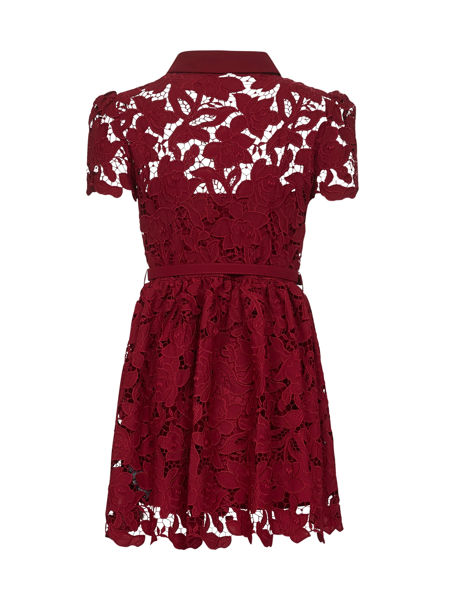 Burgundy floral lace mini dress - 2