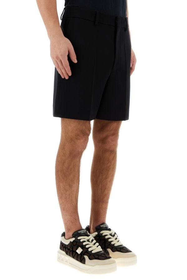 Valentino Garavani Man Black Wool Bermuda Shorts - 3