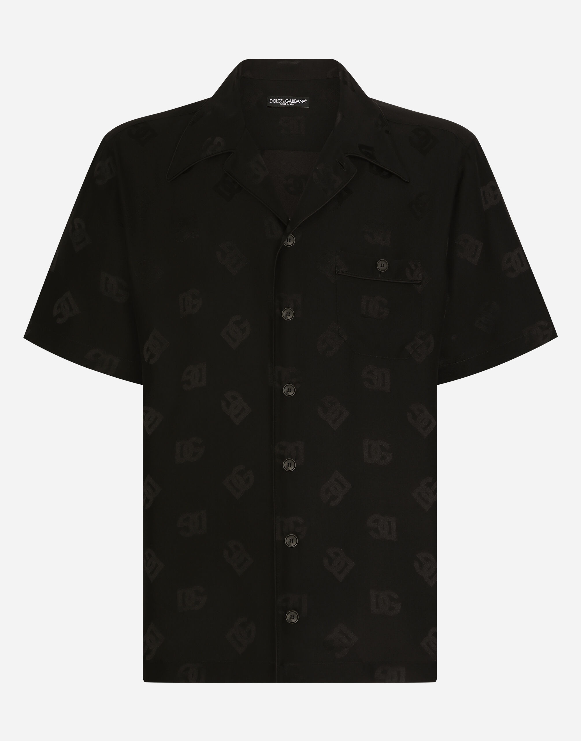 Silk jacquard Hawaiian shirt with DG Monogram - 1