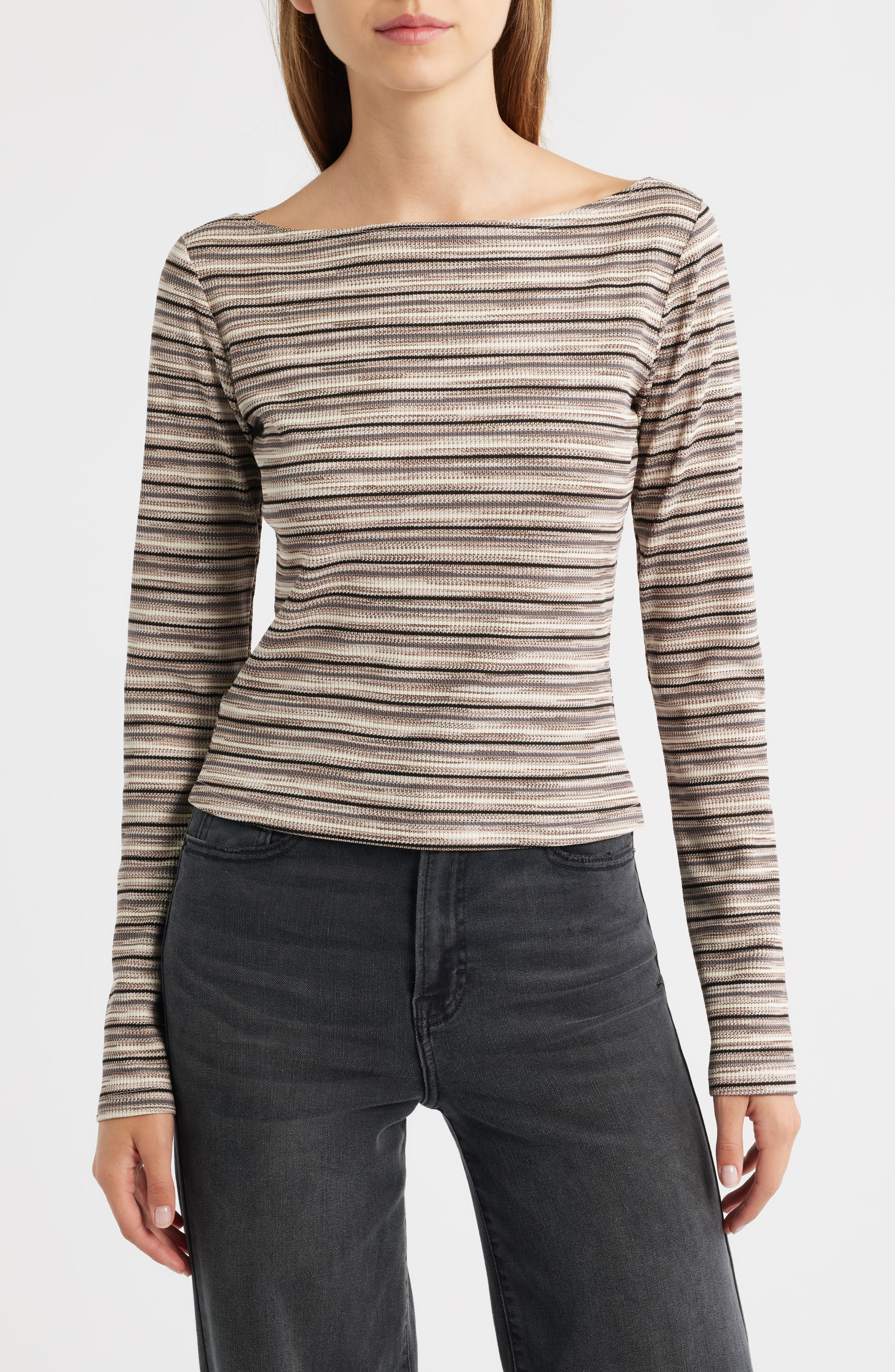 Reformation Wiley Stripe Knit Top in Grey Stripe at Nordstrom - 1