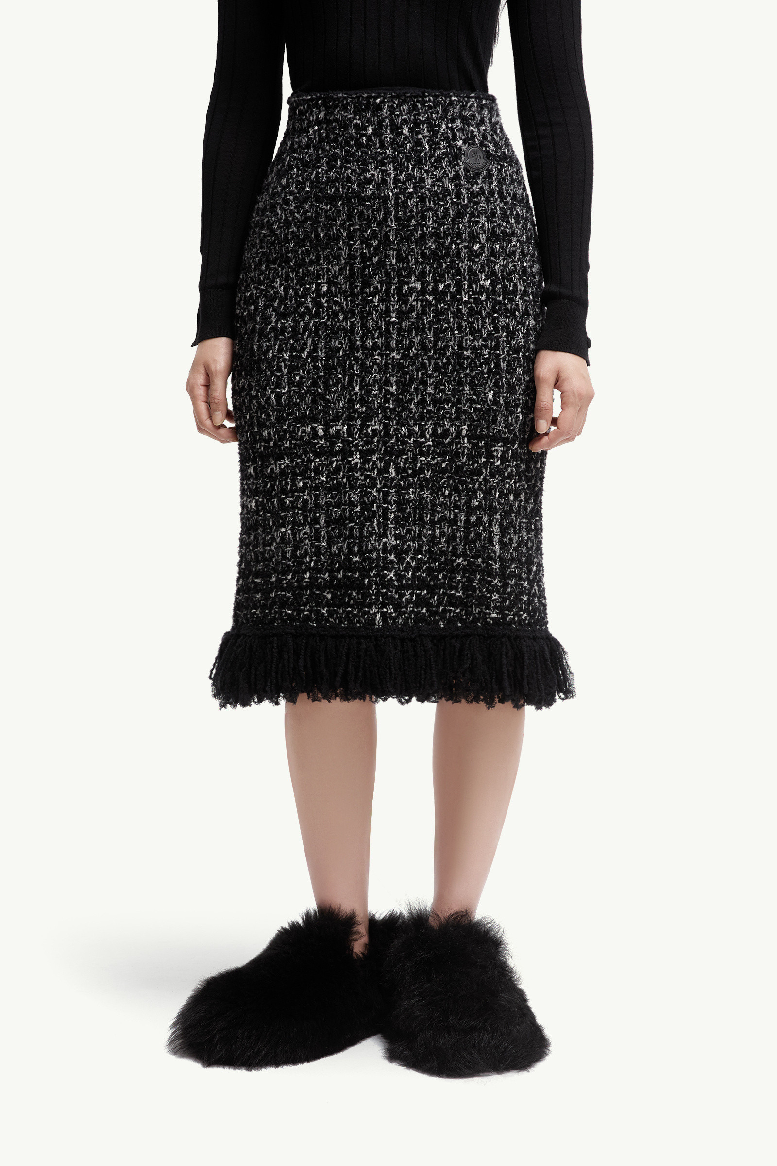 Fringe-Trim Wool Blend Skirt - 3