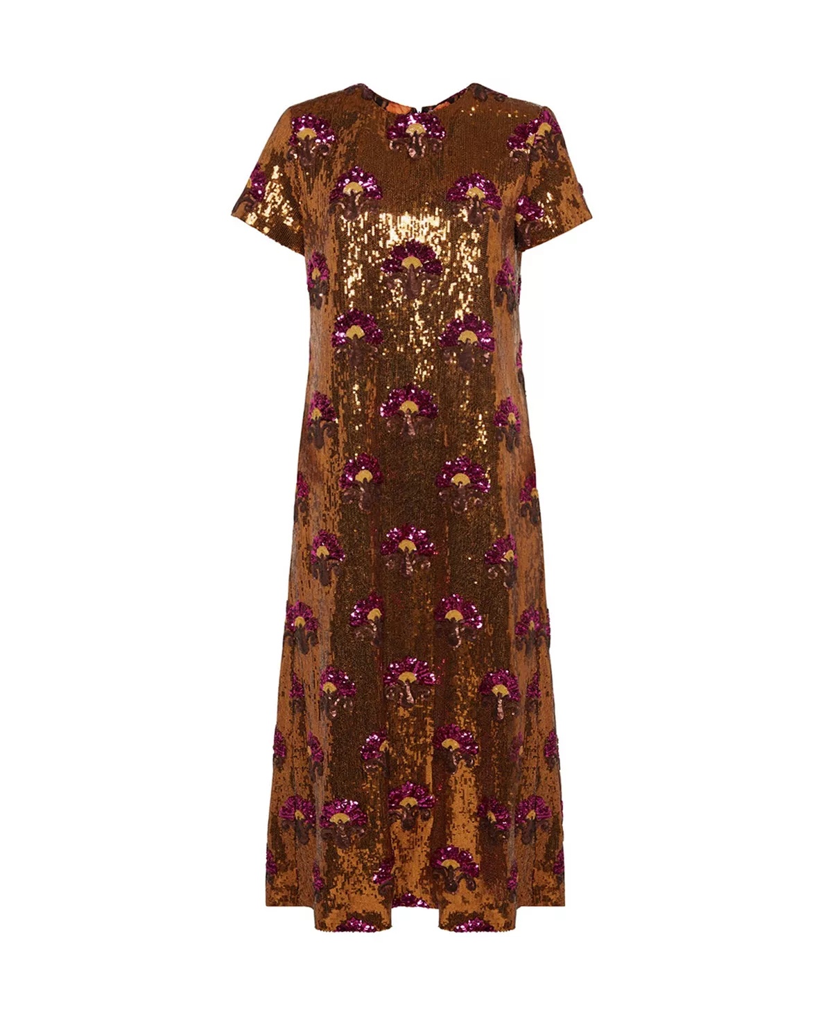 Super Swing Dress in Textured Sequins Rust - 3