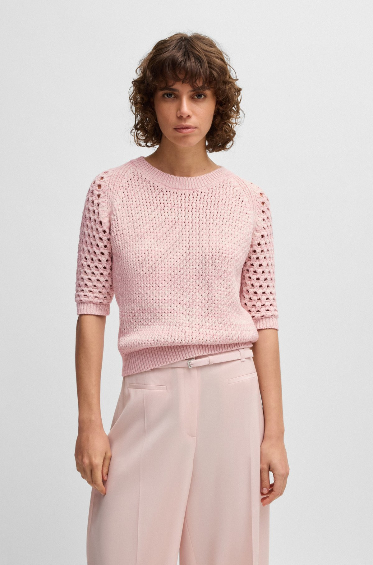 SWEATER WITH MIXED KNITS - 2