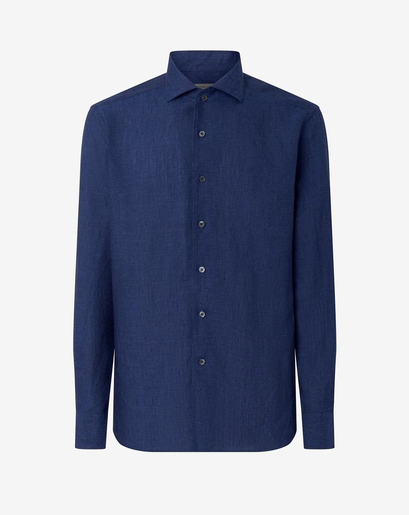 Blue pure linen shirt 1