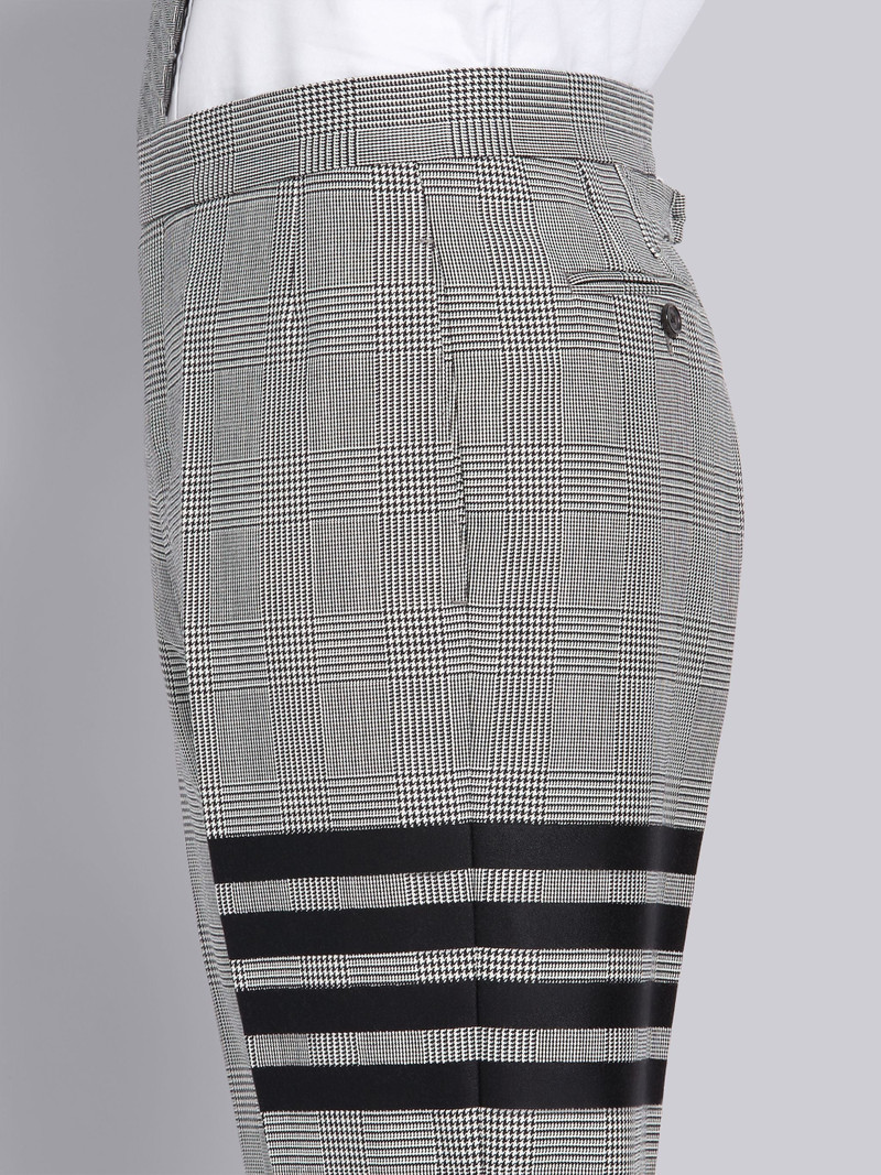 Black And White Heavy Wool Prince Of Wales Classic 4-Bar Shorts 5