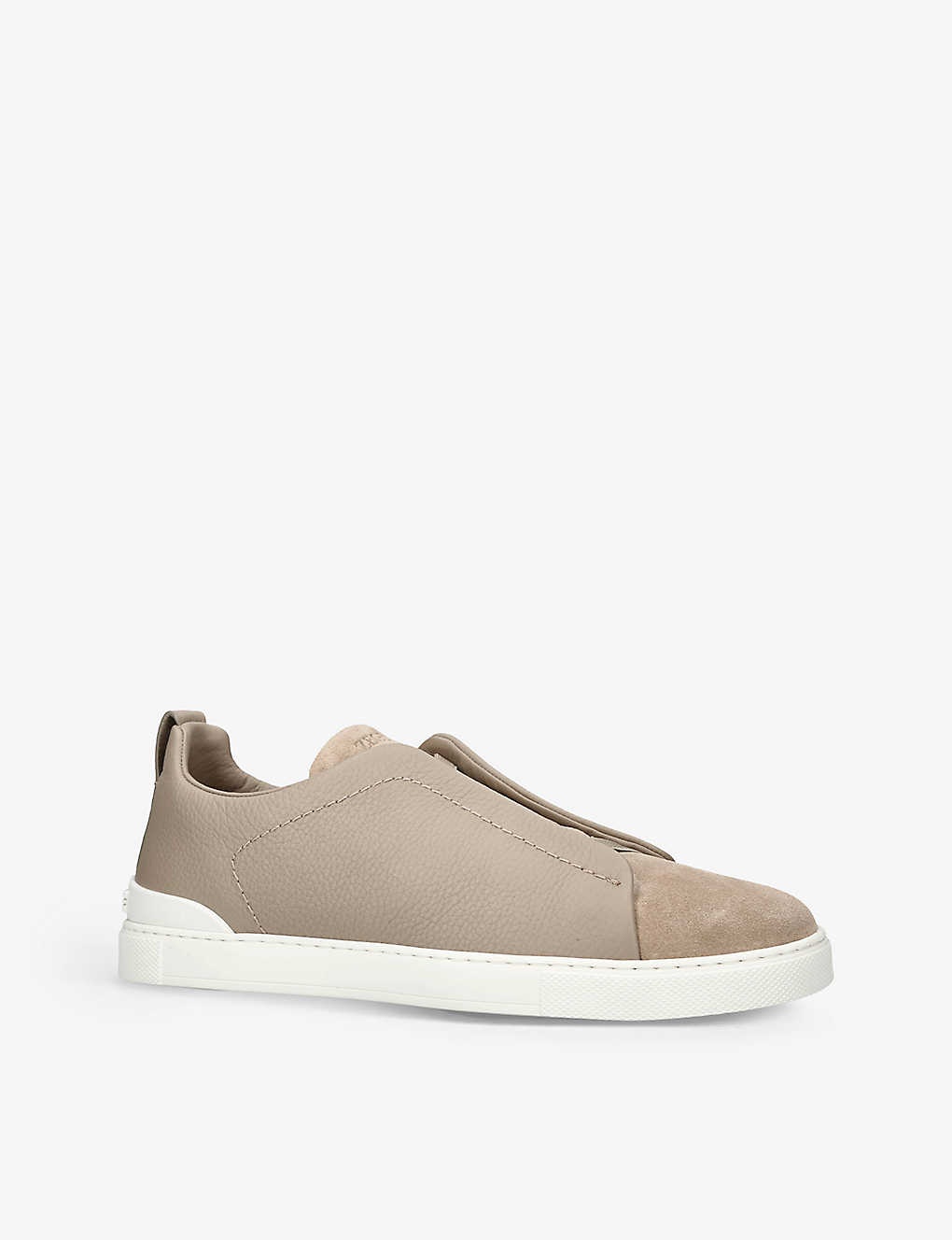 Triple Stitch panelled grained-leather and suede low-top trainers - 3