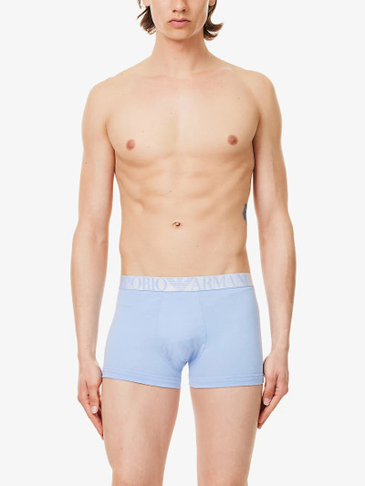 EMPORIO ARMANI Branded-waistband pack of three stretch-organic-cotton trunks outlook