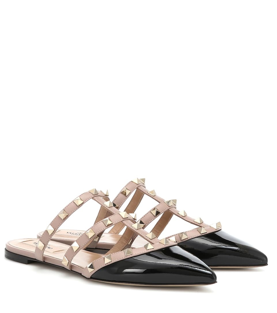 Valentino Garavani Rockstud patent leather slippers - 1