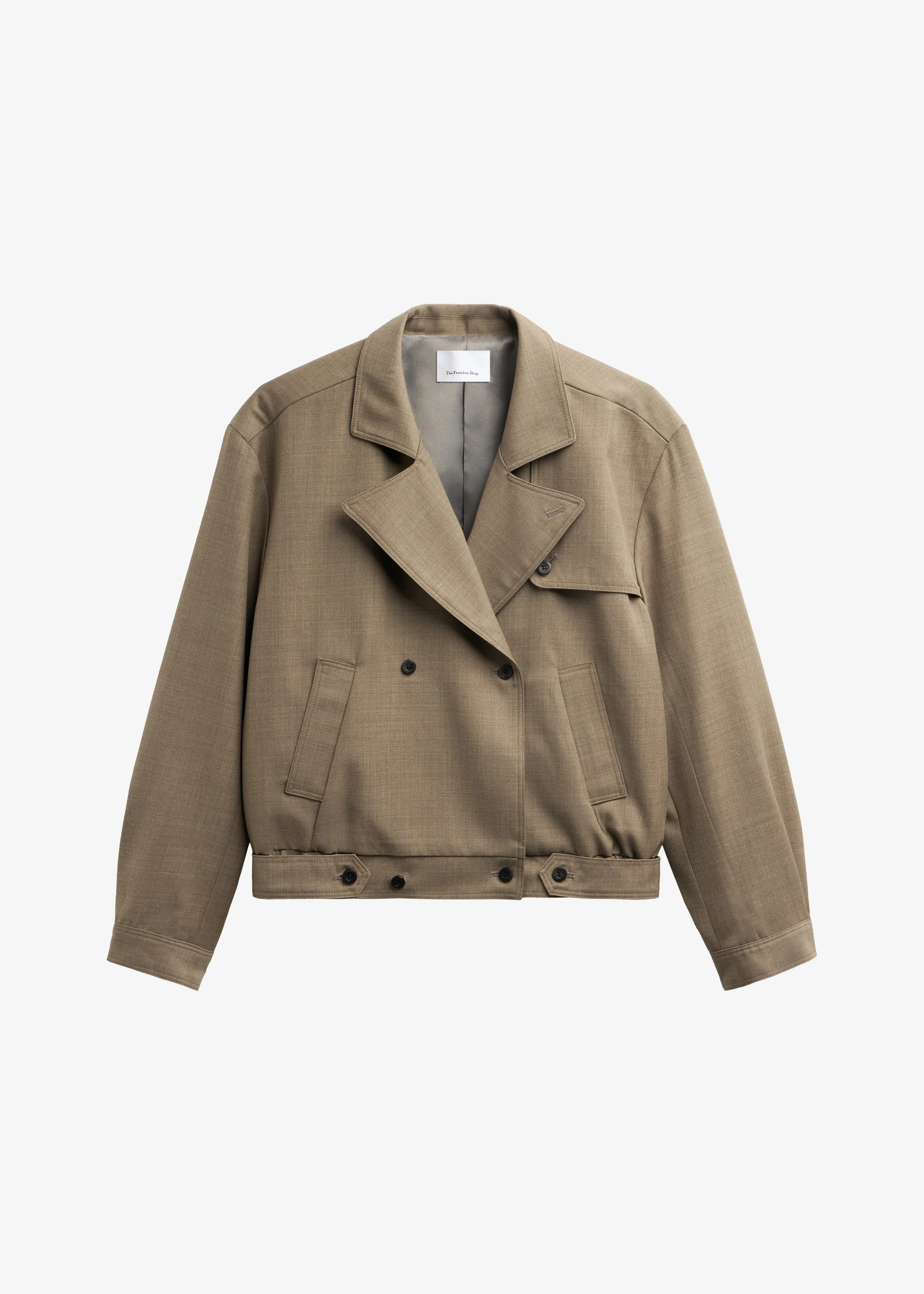 Rillan Double-Breasted Blouson Jacket - Taupe Melange - 1