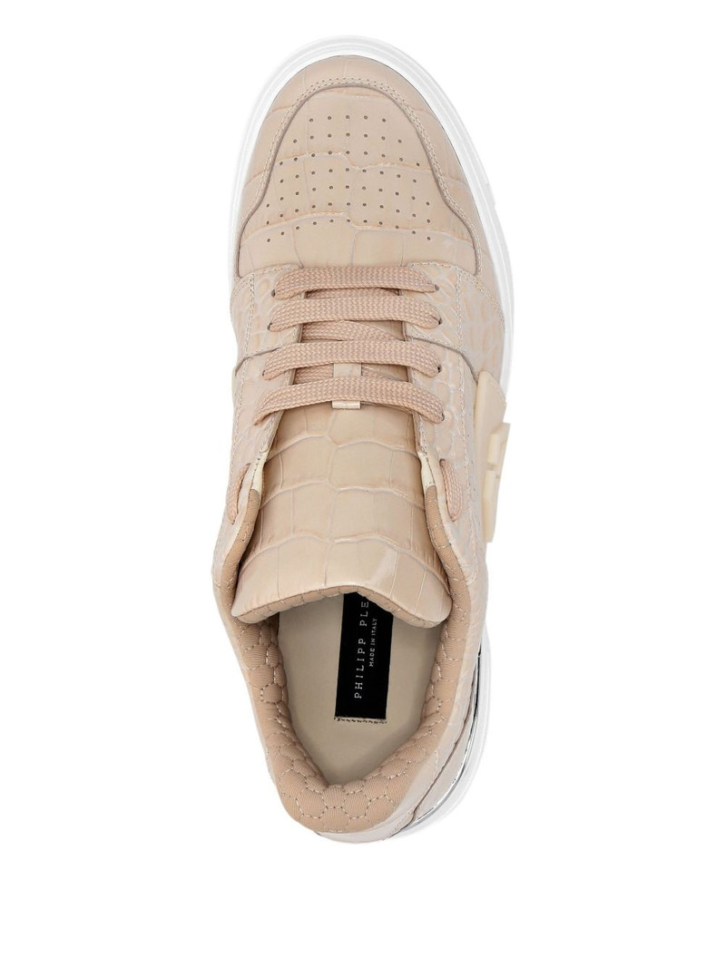 croc-embossed lace-up sneakers 3