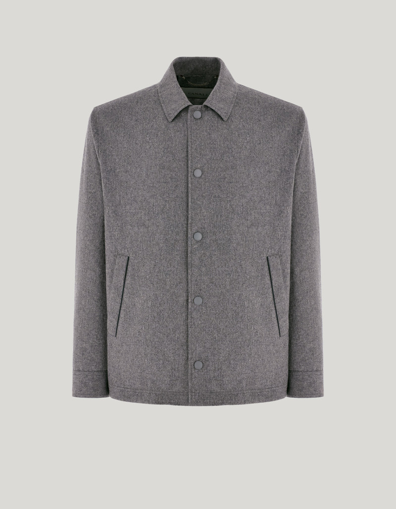 GRAY MÉLANGE LINED CASHMERE BLEND OVERSHIRT WITH MEMBRANE 1