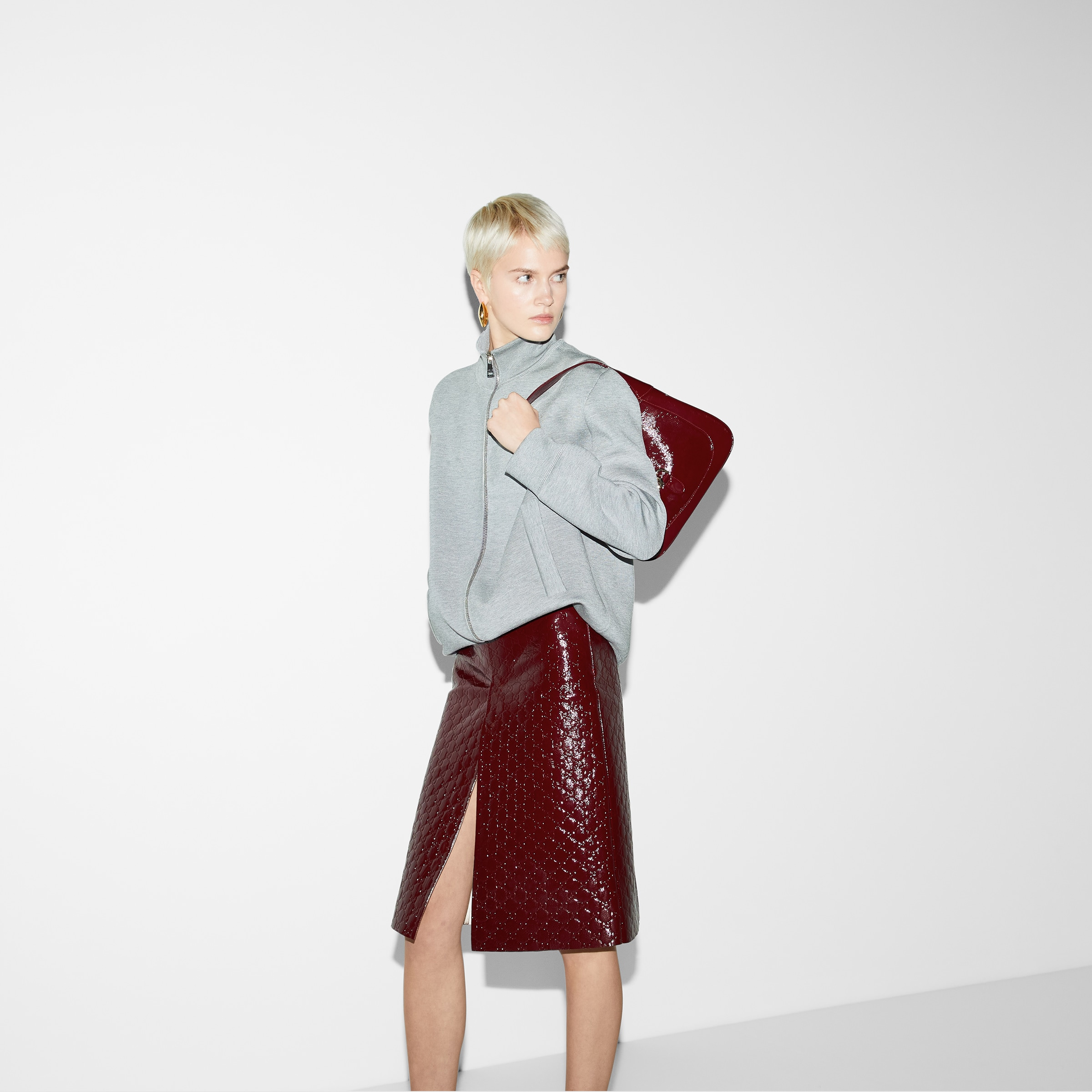 GG embossed mid-length skirt - 6