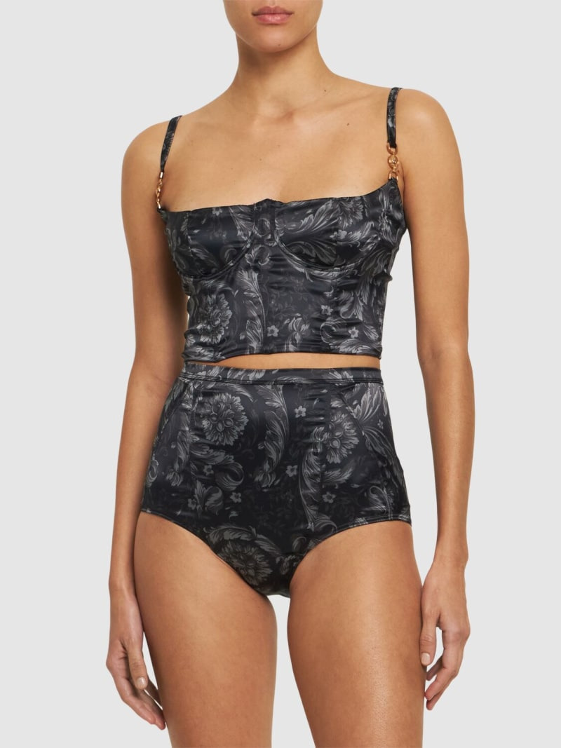Barocco print stretch satin bralette - 2