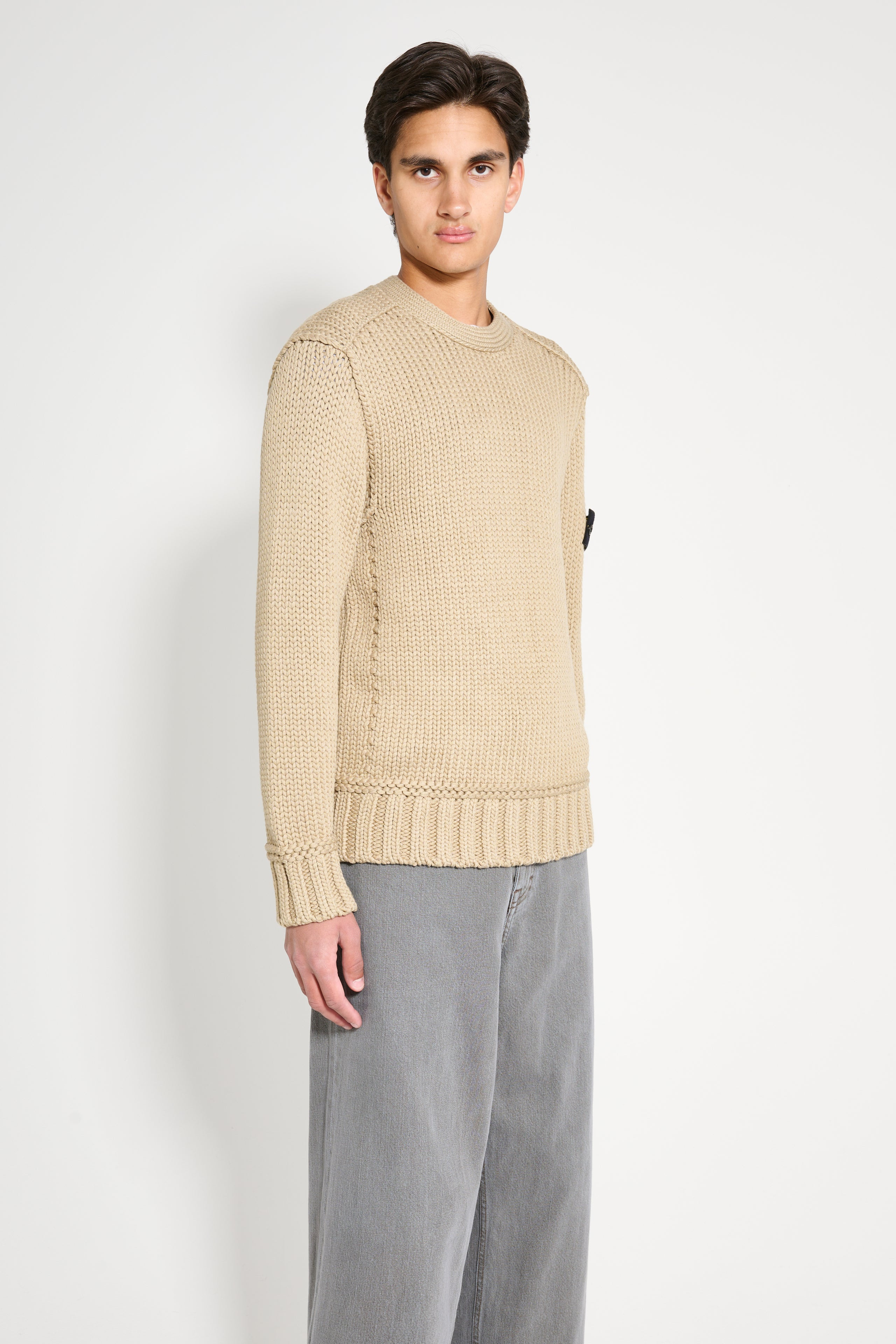 STONE ISLAND KNITTED SWEATER BISCUIT - 3
