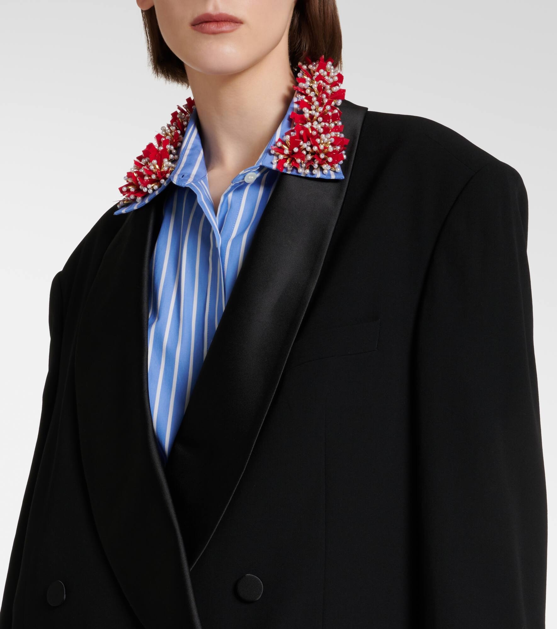 Oversized wool and silk-blend blazer - 4