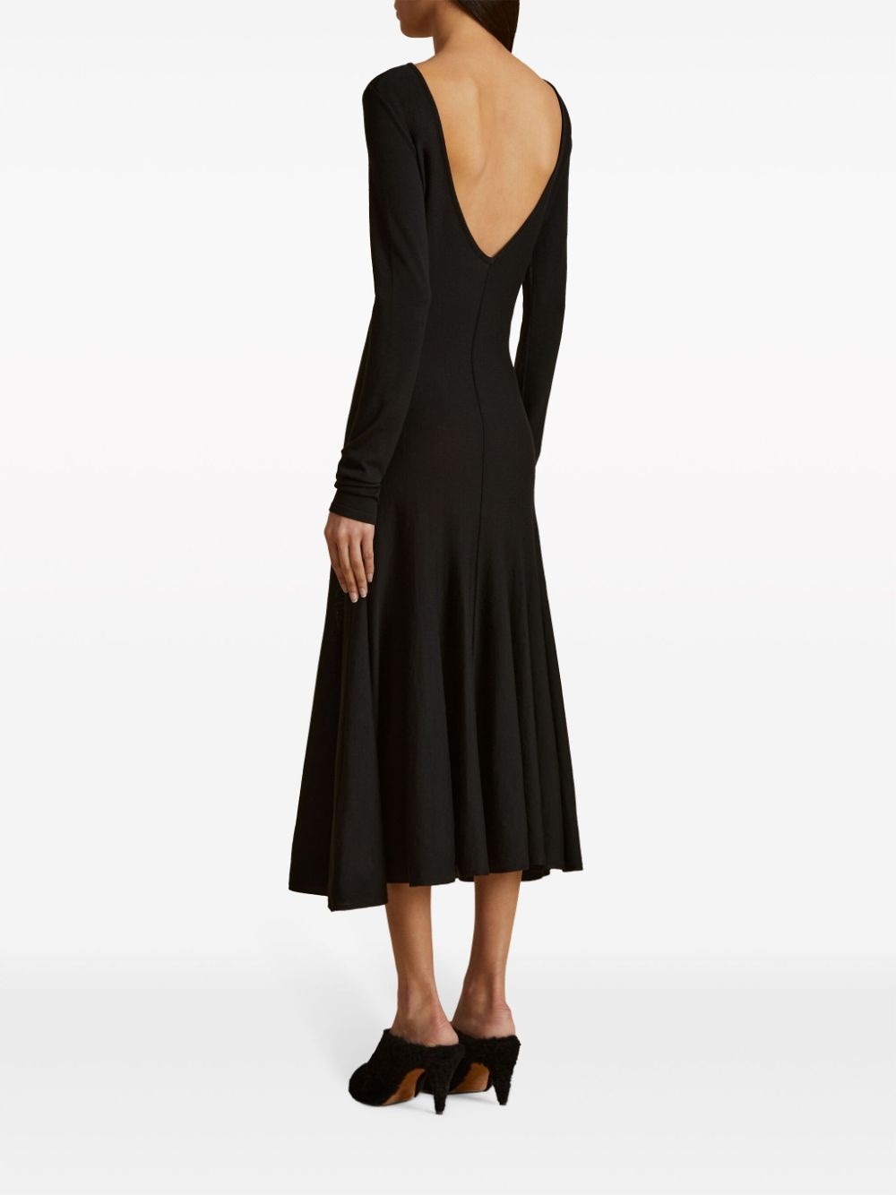 scoop-back virgin-wool midi dress - 4