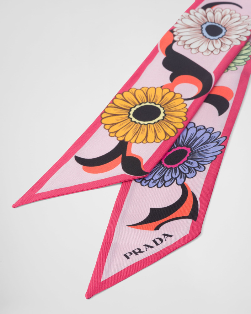 Prada Printed silk twill scarf outlook