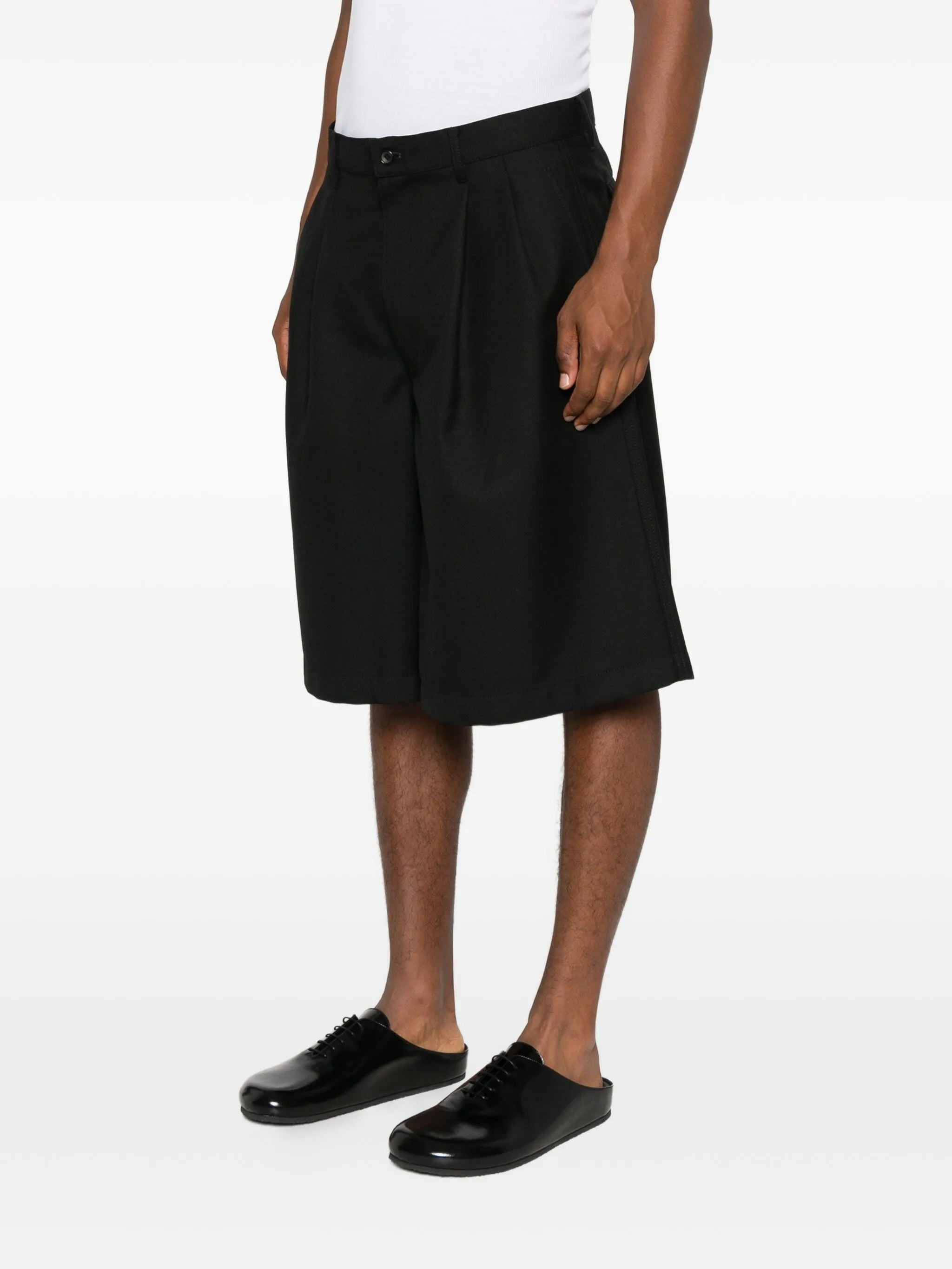 pleated gabardine shorts - 3
