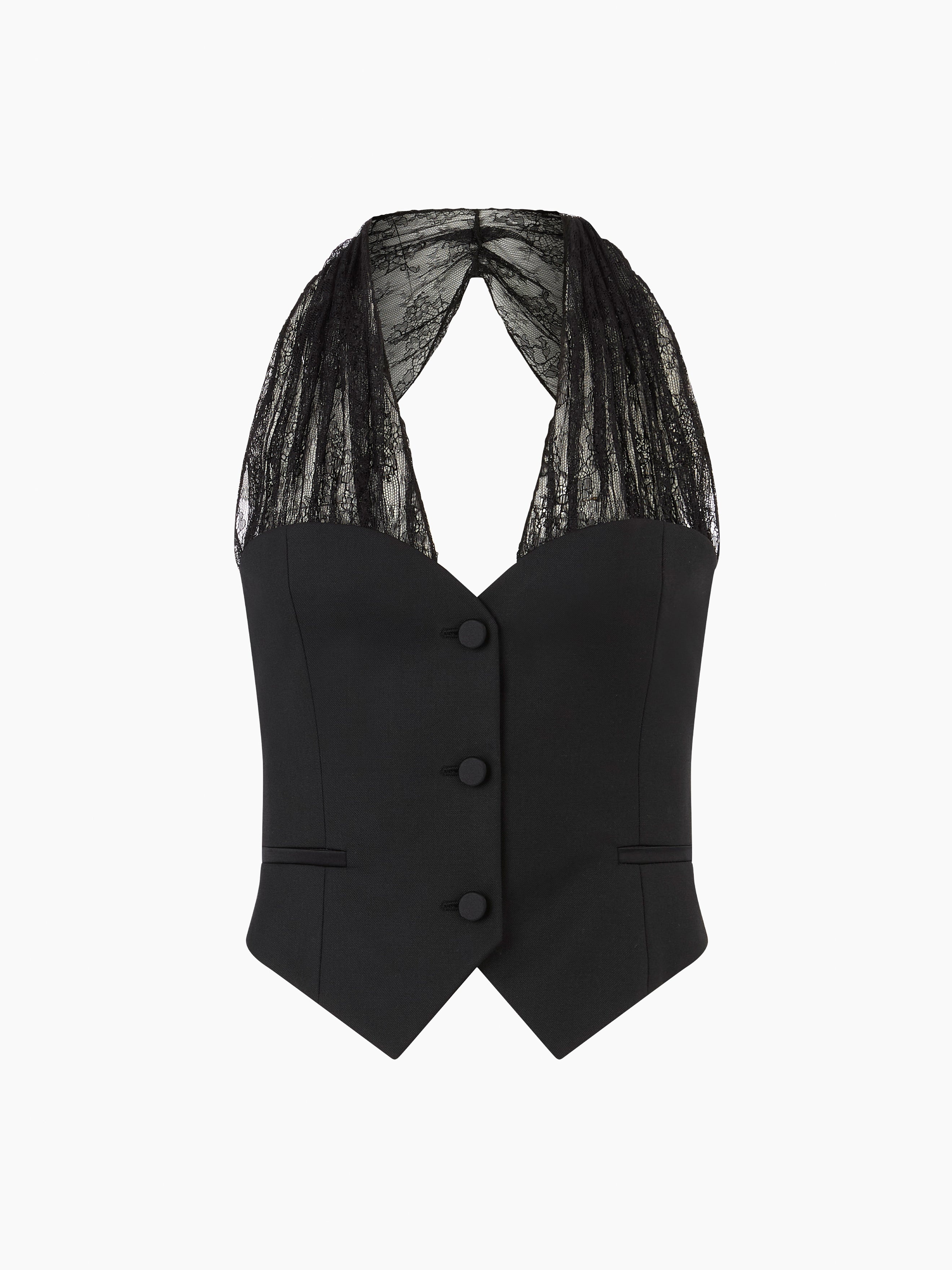 VEST WITH CHANTILLY LACE STRAPS - 5