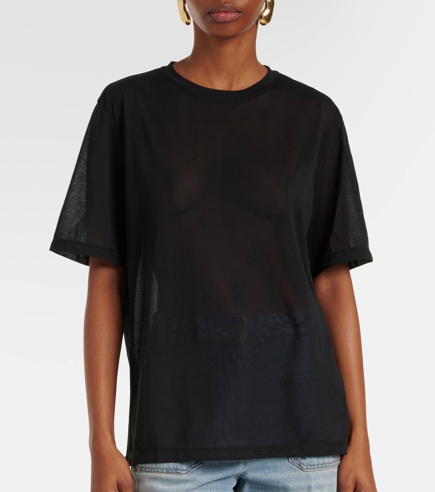 Cotton-blend crêpe T-shirt - 6