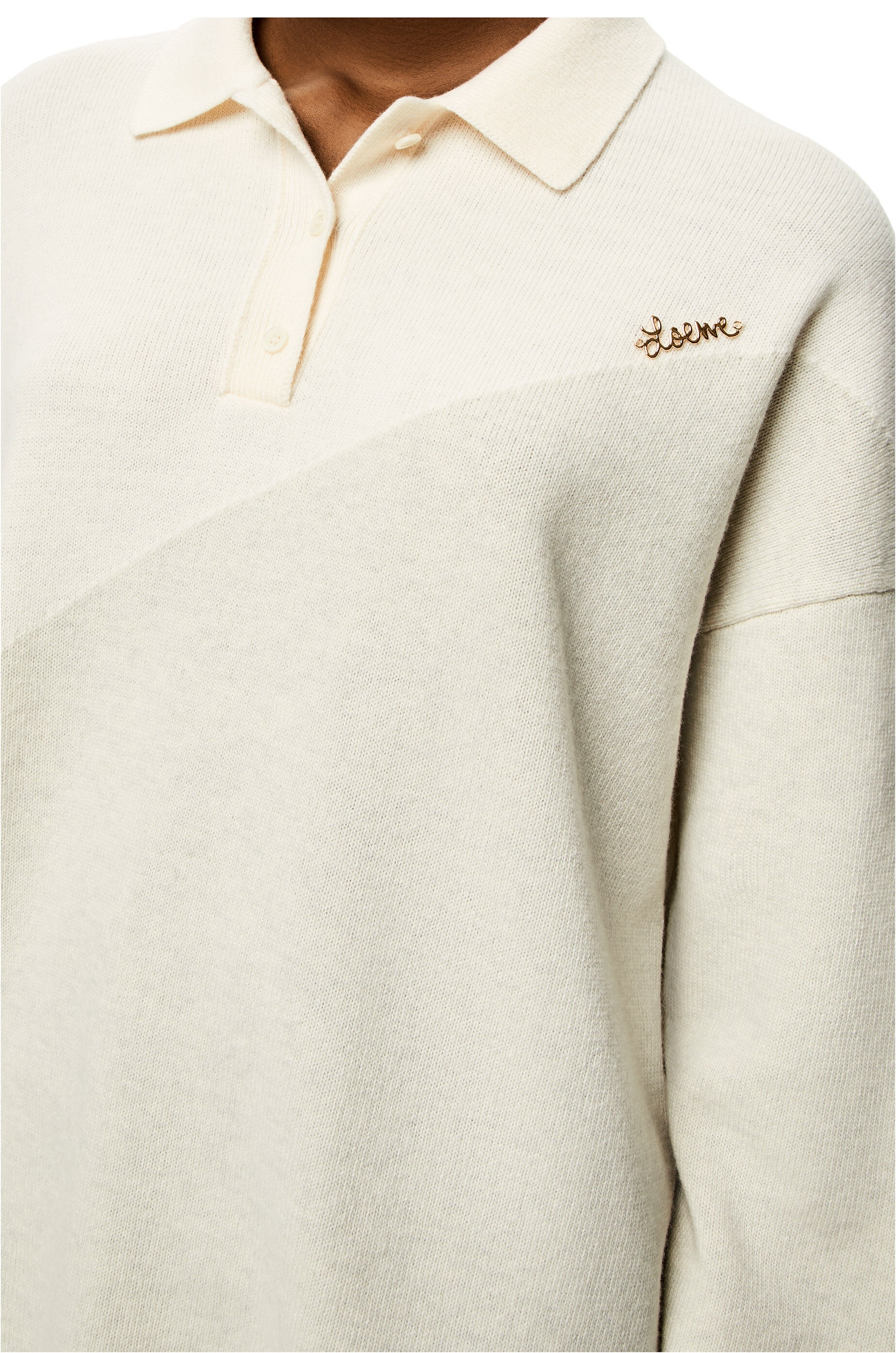 Graphic polo collar sweater in wool - 5