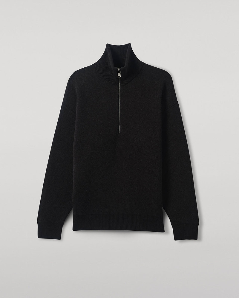 Double Face Black Half Zip Jumper 1