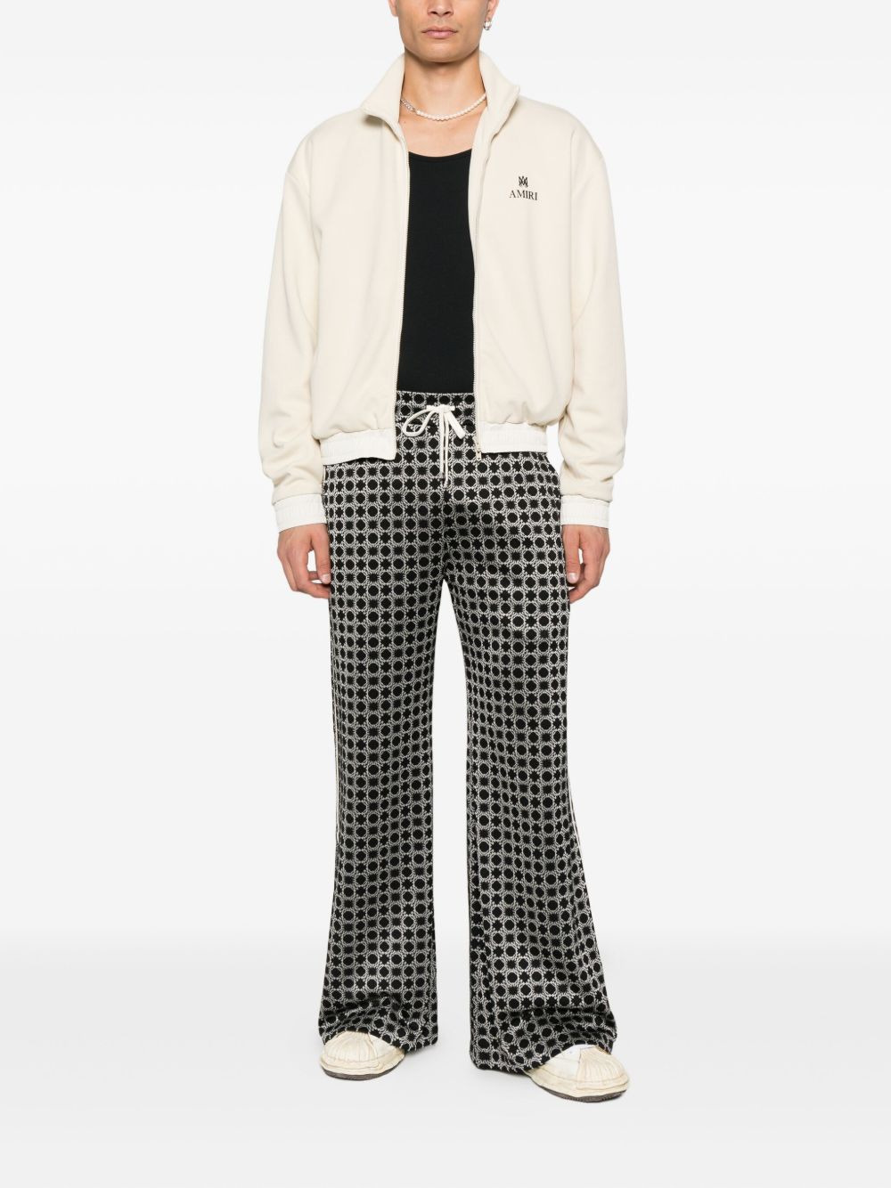 geometric-pattern drawstring trousers - 2