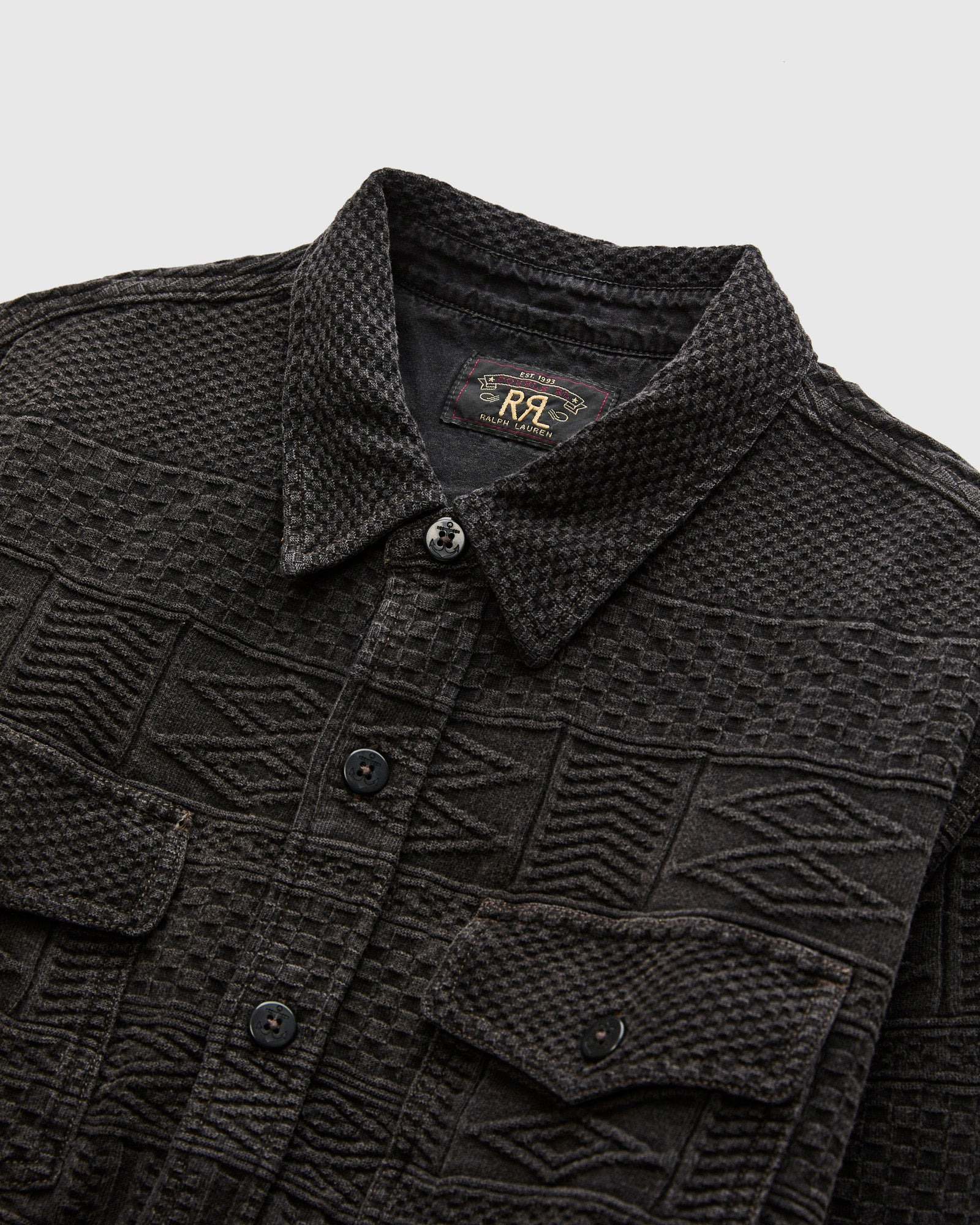 Julius Jacquard Workshirt in Black Indigo - 3