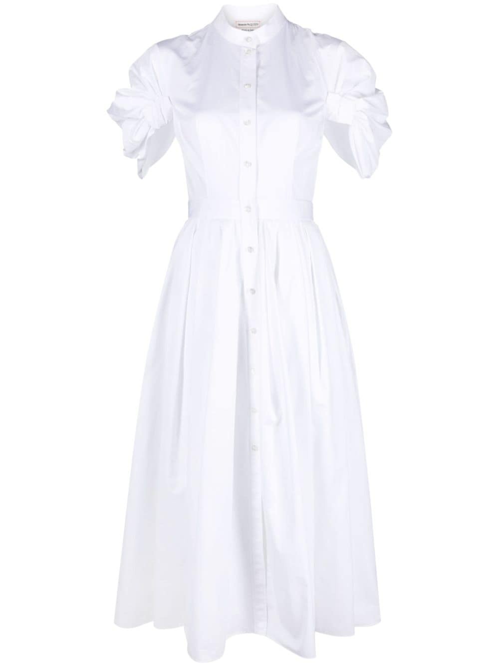 ruched cotton shirtdress - 1