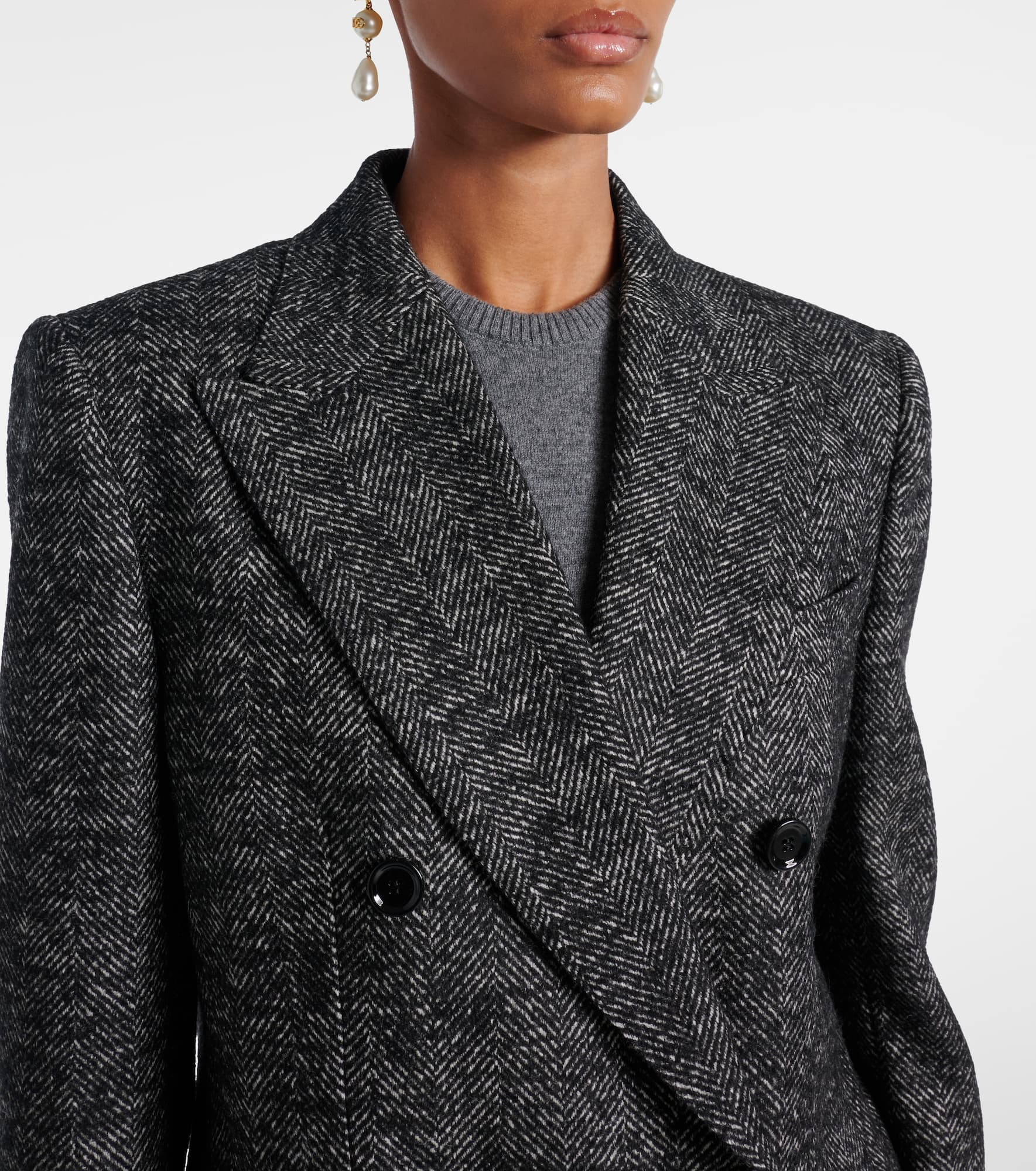 Double-breasted wool-blend jacket - 4